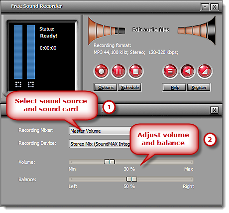 Choose Sound Source and Sound Card