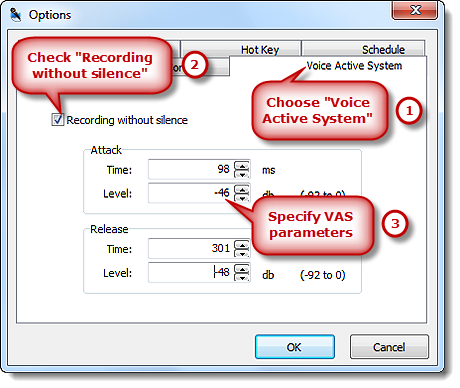 Set the Parameters of VAS