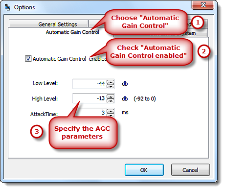 Set the Parameters of AGC