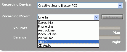 Sound Source Line In