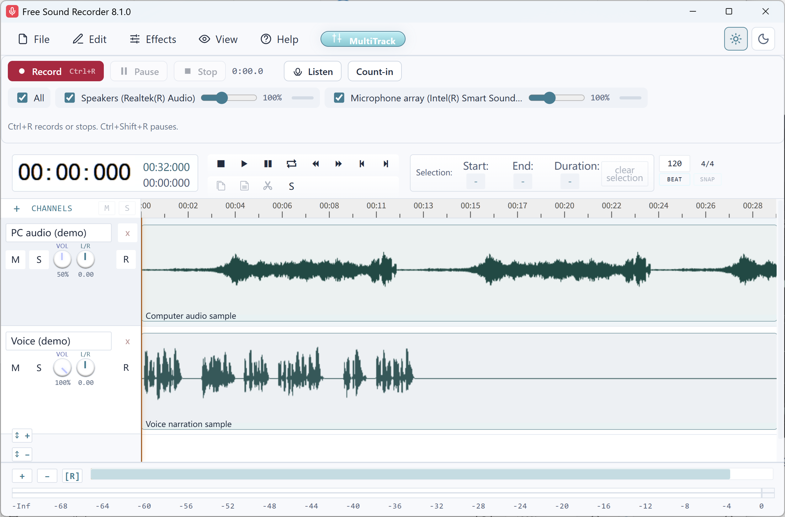The same sample project in the actual light interface.