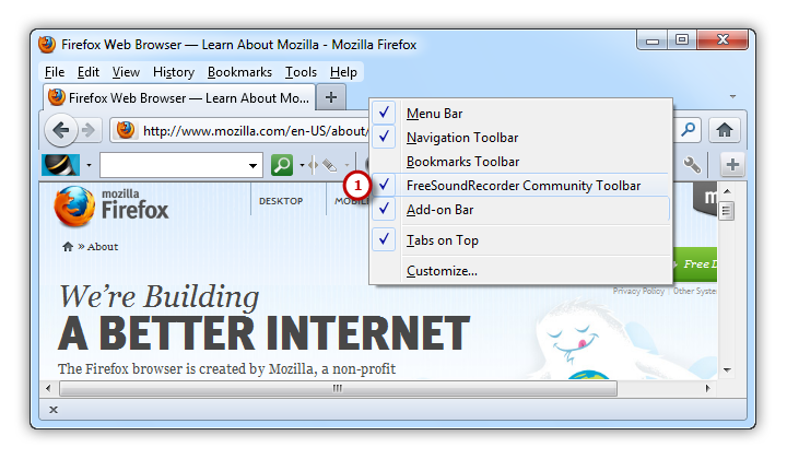 Hide Free Sound Recorder in Mozilla Firefox Hide Free Sound Recorder in Mozilla Firefox